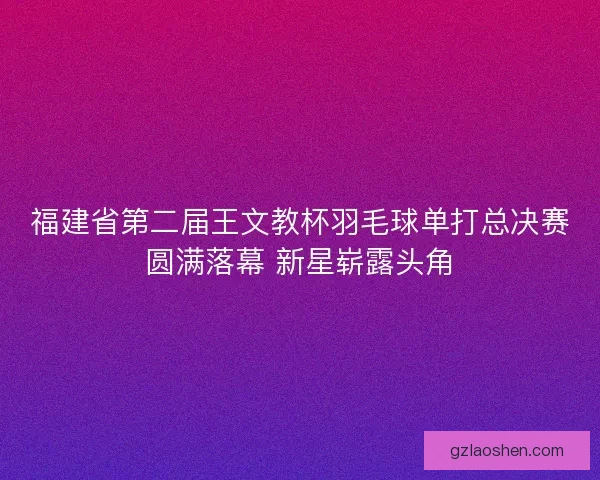 福建省第二届王文教杯羽毛球单打总决赛圆满落幕 新星崭露头角 福建省第二届王文教杯羽毛球单打总决赛圆满落幕 新星崭露头角