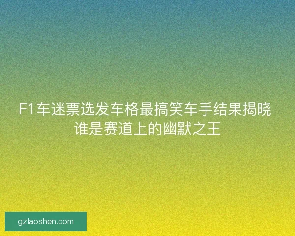 F1车迷票选发车格最搞笑车手结果揭晓 谁是赛道上的幽默之王